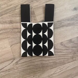 A Bag Concept - Black and Ivory Geometric Wrist/Tote Bag
